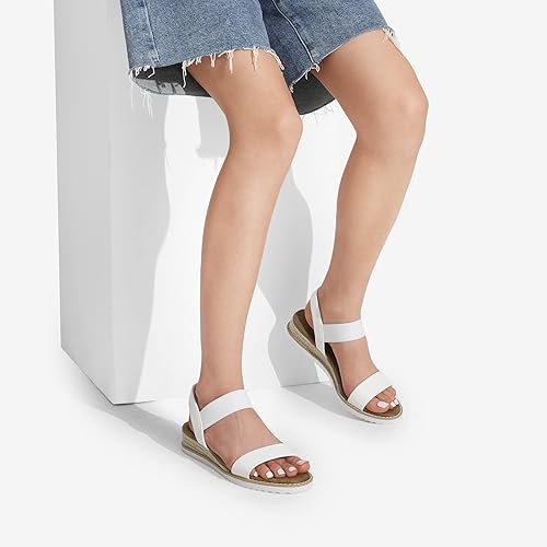 DREAM PAIRS Womens Espadrilles Ankle Stretch Elastic Strap Open Toe Wedges Flats Sandals