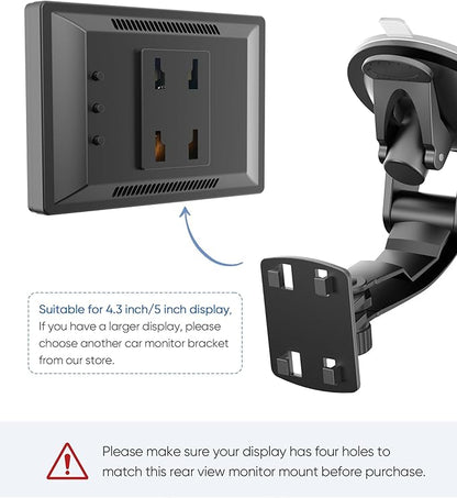 PixelMan Upgraded Windshield Mount for Backup Camera, 4.3 Inch Monitor, Suction Cup Bracket, Reverse Camera Display