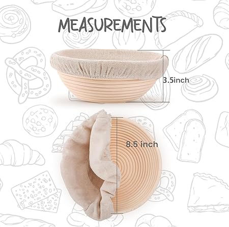 Bread Proofing Baskets 8.5 inch Round Dough Proofing Bowls wLiners Perfect for Home Sourdough Bakers Baking