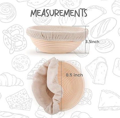 Bread Proofing Baskets 8.5 inch Round Dough Proofing Bowls wLiners Perfect for Home Sourdough Bakers Baking