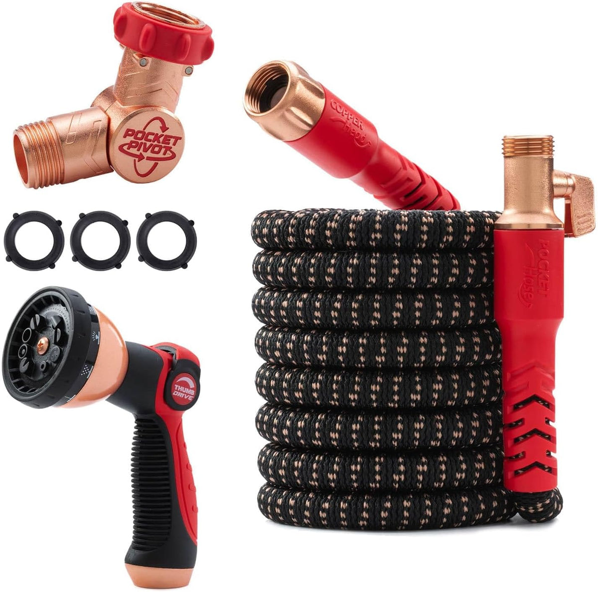 Pocket Hose Copper Head Expandable Garden Hose 50 ft (not pocket pivot included)