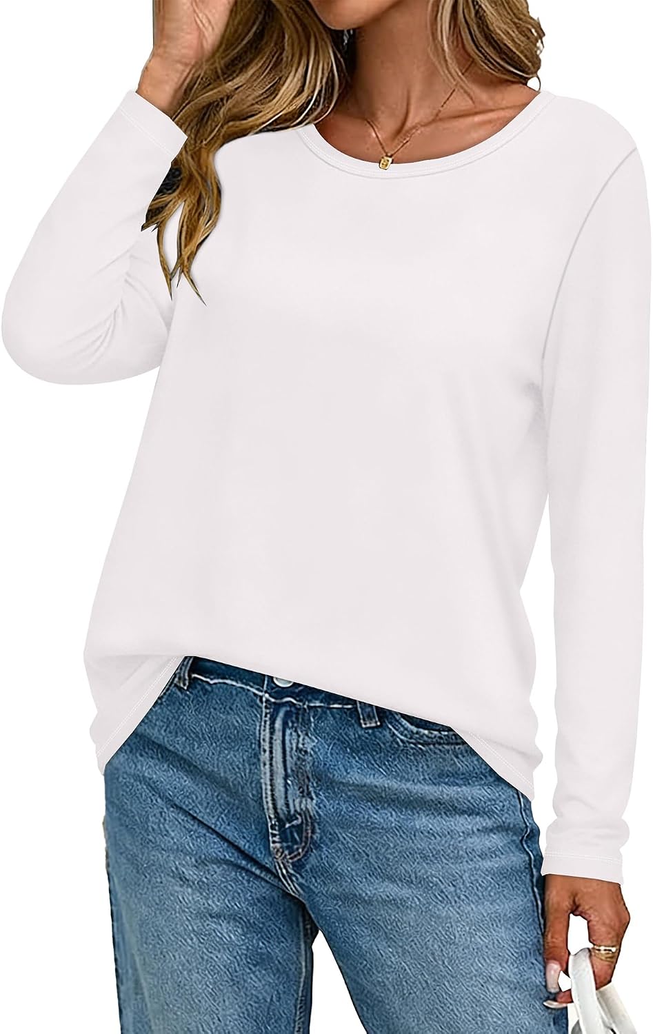 Women Long Sleeve Shirts Casual Dressy Soft Basic Tee Loose Fit Tunic Tops | Fall Tops, Soft & Breathable, Crew Neck, cotton, School Outfits, Teacher T-shirts, Winter Clothes, Solo or Layered, 2026
