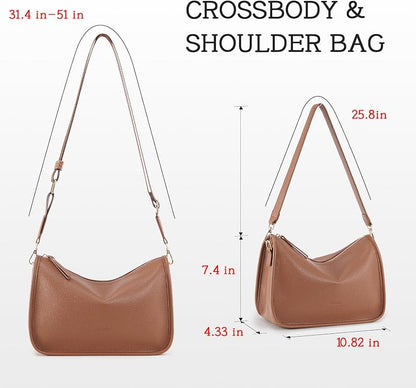 HKCLUF Crossbody Bags Purses for Women Trendy,Vegan Leather Medium Crossbody Purse,Shoulder Bag with 2PCS Adjustable Strap