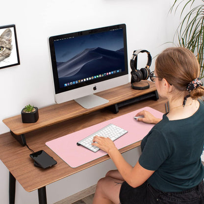 Desk Mat Large Protector Pad - Multifunctional Dual-Sided Office Desk Pad,Smooth Surface Soft Mouse Pad, Waterproof Desk Mat for Desktop, Pu Leather Desk Cover for Office/Home(Pink, 31.5" x 15.7")