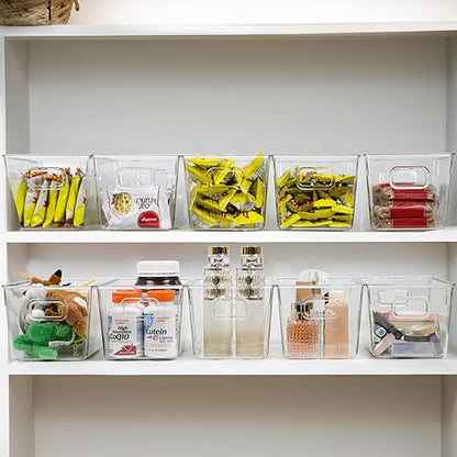 10 PACK Clear Storage Bins Clear Storage Containers for Kitchen Pantry Organization and Storage Bins, Organizing Bins with Built in Handles, Cabinet Organizers