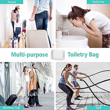 F-color Clear Makeup Bags 2 Pack TSA Approved Toiletry Bag, 2 Size Women's Clear Toiletry Bags Fit Carry-on Travel Essentials, 1 Large 1 Medium, Matte White