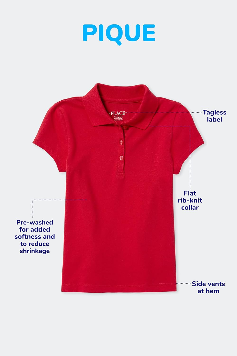 The Children's Place Toddler Girls' Ruffle Pique Polo Shirts, Multipack
