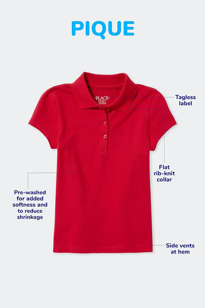 The Children's Place Toddler Girls' Ruffle Pique Polo Shirts, Multipack