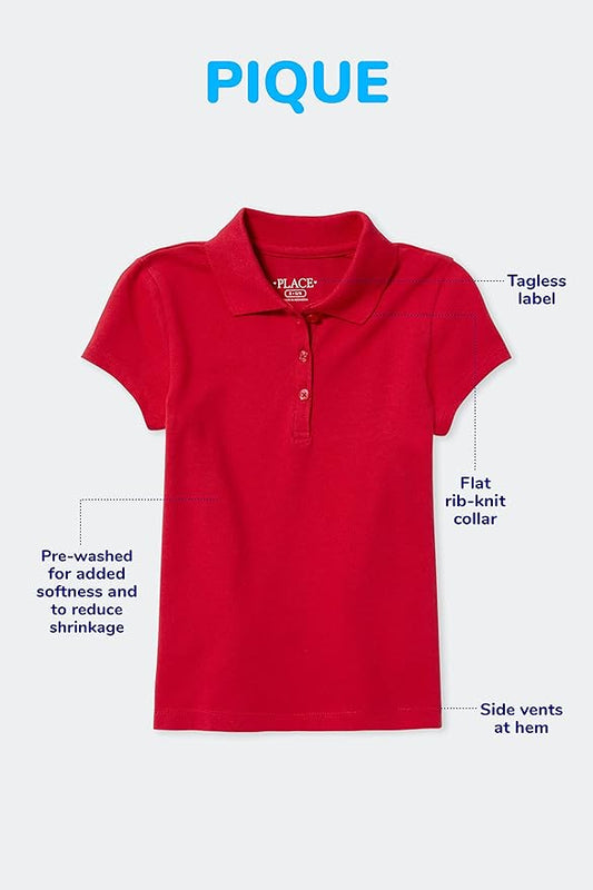 The Children's Place Girls' Toddler Mulipack Short Sleeve Ruffle Pique Polos