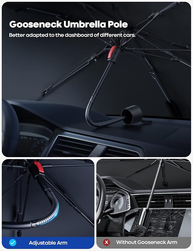 Lamicall Car Windshield Sunshade Umbrella - Foldable Car Windshield Sun Shade Cover, 5 Layers UV Block Coating, 52"x31" Front Window Heat Insulation Protection, for Auto Sedan, SUV Windshield