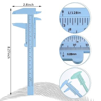 Frienda 5 Pieces Eyebrow Measuring Ruler Brow Mapping Tool Mini Vernier Caliper Double Scale Plastic Sliding Gauge Ruler for Micro Blading Eyebrow Tattoo Brow Artists(Fresh Colors)