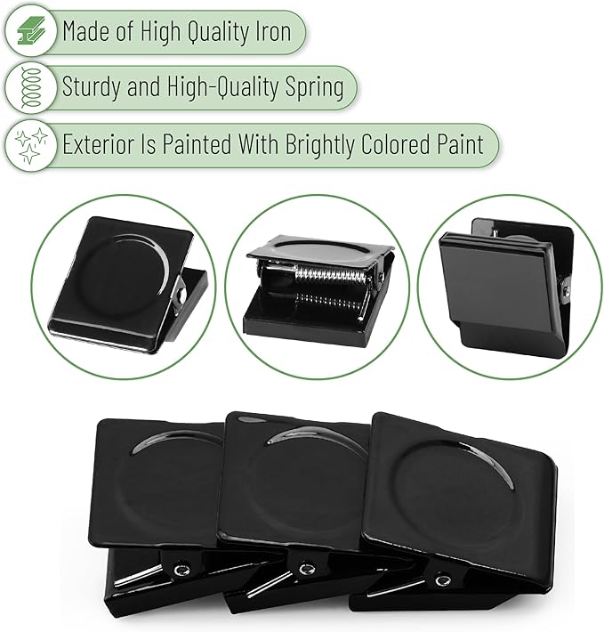 Mr. Pen- Magnetic Clips, 6 Pack, 1.2", Black Magnetic Metal Clips