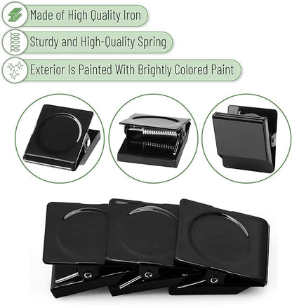 Mr. Pen- Magnetic Clips, 6 Pack, 1.2", Black Magnetic Metal Clips
