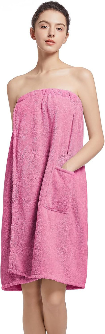 Women'S Soft Wrap Towel Full Length?Bath Robe After Shower Female Plush Long?Spa Bathrobes Lightweight With Pockets .