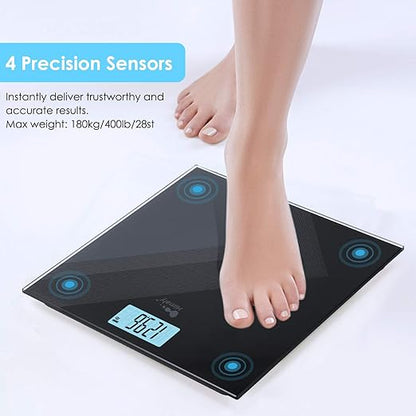 Himaly Digital Body Weight Scale, USB Rechargeable Bathroom Scale with Step-On Technology, Rear Light Display, Digital Weight Scale, 400 lbs Capacity396.8 lbs, Tempered Glass