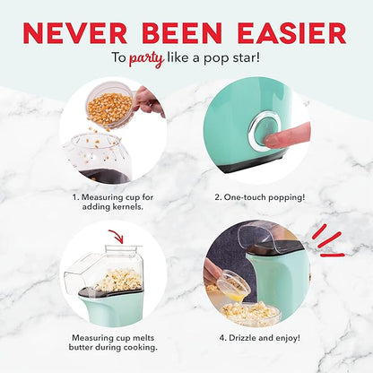 DASH Hot Air Popcorn Popper Maker with Measuring Cup to Portion Popping Corn Kernels  Melt Butter, 16 Cups - White