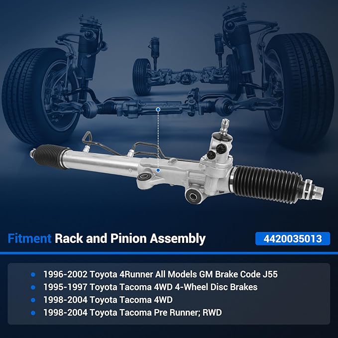 Autoround Power Steering Rack and Pinion Assembly Compatible with Toyota Tacoma 1995-2004/ 4Runner 1996-2002 4WD RWD, Replace # 4420035013 26-2625