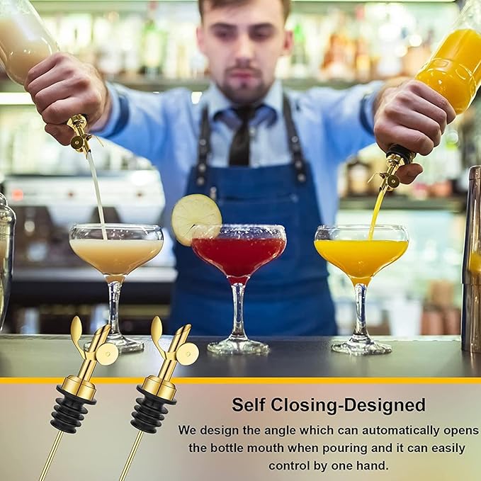 Weighted Bottle Pourer, Olive Oil Dispenser Spouts, Precision Oil Pouring Spout, Automatic Turning Pourer Spout, Reusable Oil Dispensing for Coffee Shops, Restaurants Bars Outdoor Grill
