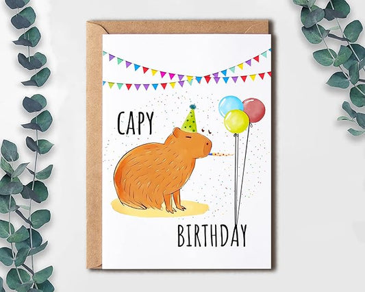 EruditeGifts Greeting Card - Funny Capy Birthday Card - Capybara Themed Card for Friends