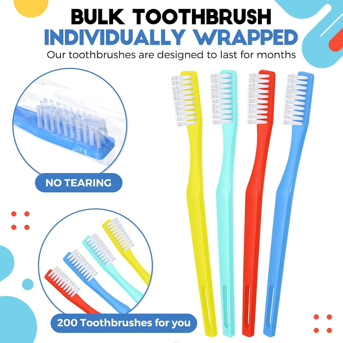 Chengu 15 Pack Individually Wrapped Disposable Toothbrush Bulk Single Use Toothbrush with Soft Bristle for Women Men Adult Hotels Guest Travel Donation(Multicolor)