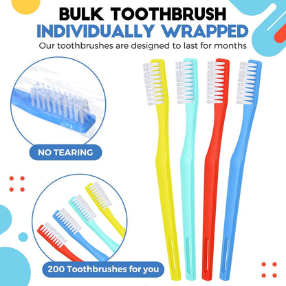 Chengu 15 Pack Individually Wrapped Disposable Toothbrush Bulk Single Use Toothbrush with Soft Bristle for Women Men Adult Hotels Guest Travel Donation(Multicolor)