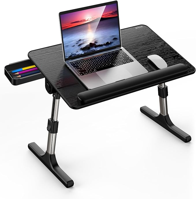 Besign LT07 Lap Desk Extra Large, Adjustable Laptop Table, Portable Standing Bed Desk, Foldable Sofa Breakfast Tray, Notebook Computer Stand for Reading and Writing (Black)