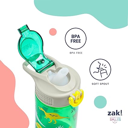 Zak Designs Disney and Pixar Inside Out 2 Sage Water Bottle For School or Travel, 25oz Durable Plastic Water Bottle With Straw, Handle, and Leak-Proof, Pop-Up Spout Cover (Emotions)