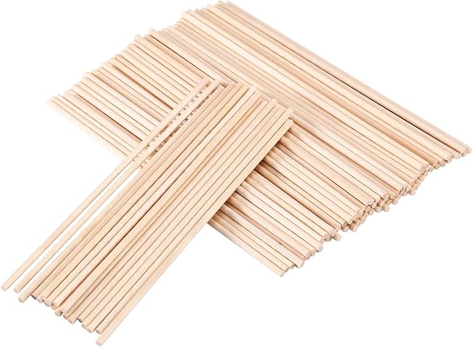 Wooden Dowel Rods 18 x 6 Inch Unfinished Natural Wood Craft Dowel Rods, 100 Pieces