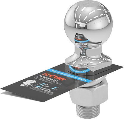CURT 40004 Chrome Trailer Hitch Ball, 6,000 lbs, 2 Inch Diameter, 1 x 2-1 8 Inch Shank