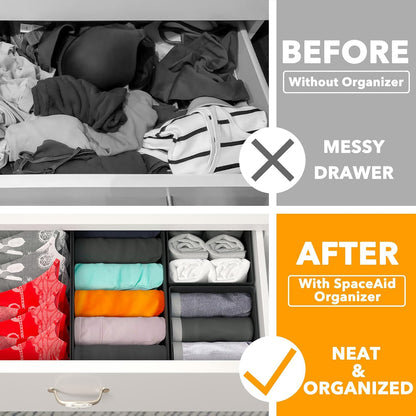 SpaceAid Drawer Organizer Clothes, 11 Pack Dresser Organizer Bins for Nursery, Closet Organization and Storage Dividers for Clothing, Baby Clothes, Underwears, Socks (Black)