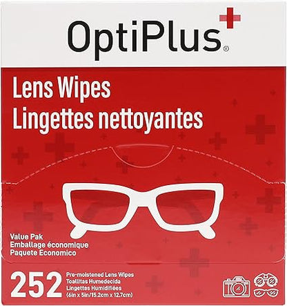 OptiPlus Eyeglass Lens Wipes l Pre-Moistened l Cleaning Wipes for Glasses, Computer  Laptops Screens, Smart Phones, Optical Lens, Goggles, and Watch Screen l Quick-Dry  Scratch-Free  252 Count