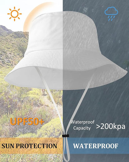 Waterproof Sun UPF 50 Bucket Hat UV Protection Packable Brimmed Boonie for Women Men Summer Lightweight Hiking Outdoor Cap