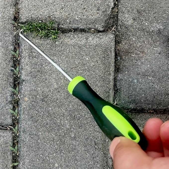 1PC Metal Garden Weeder with Ergonomic Handle and Hook for Mosquito-Proof Screen Mesh Spring Tool for Door Repair, Patio, Lawn, 1PC
