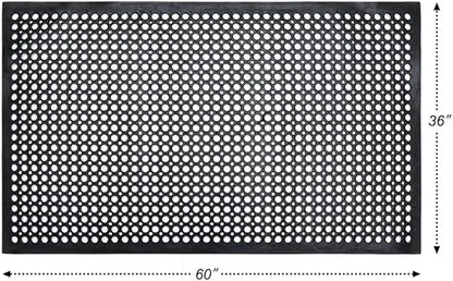 Anti-Fatigue Rubber Floor Mat - NANBOWANG Commercial Grade Grease Resistant Non-Slip Recycle Tyre Floor Mats for Restaurant Kitchen Bar Garden Outdoor Wet Area (36"x 60") Black