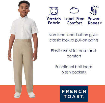 These pull-on uniform pants from French Toast are perfect for busy mornings - with a relaxed fit, reinforced knees, and an easy elastic waistband