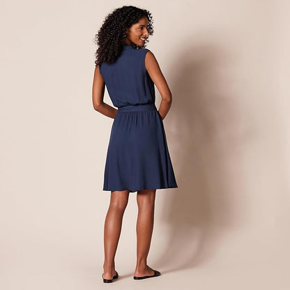 Essentials Women's Sleeveless Relaxed-Fit Woven Shirt Dress