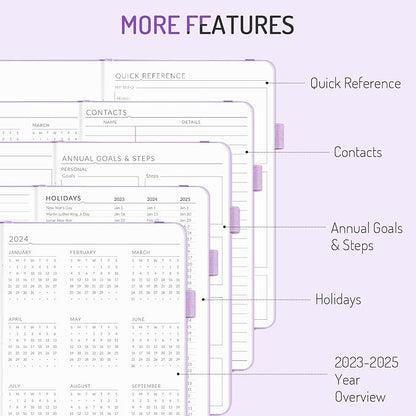 Undated Weekly Planner for 2025, Forvencer Simplified Daily  Weekly  Monthly Calendar Planner, Cute Daily Organizer Notebook, Agenda Journal to Track Goals  Tasks, Start Anytime, A5 Size, Purple