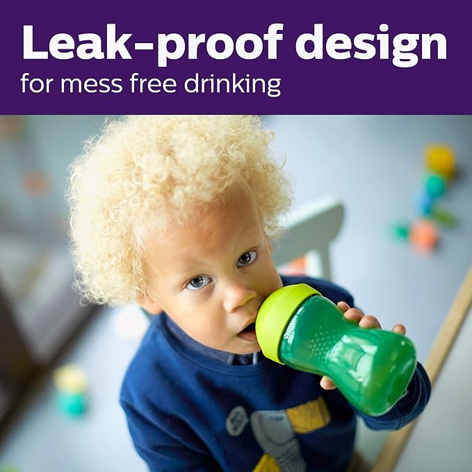 Philips Avent Spout Sippy Cup with Soft Spout and Leak-Proof Design, BlueGreen, 10oz, 2pk, SCF80121