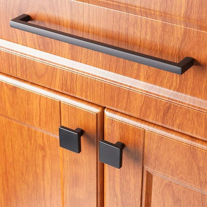 KOOFIZO Solid Square Bar Cabinet Handle - Black Furniture Pull, 7.6 Inch192mm Screwhole Distance, Pack of 5 for Kitchen Cupboard Door, Bedroom Dresser Drawer, Bathroom Wardrobe Hardware