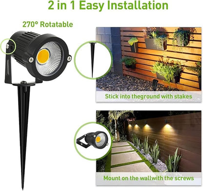 LED Landscape Lights Low Voltage Spotlights Lighting 5W 12V 24V Garden Pathway Lights for Indoors Outdoors Warm White Walls Trees Flags (2 Pack)