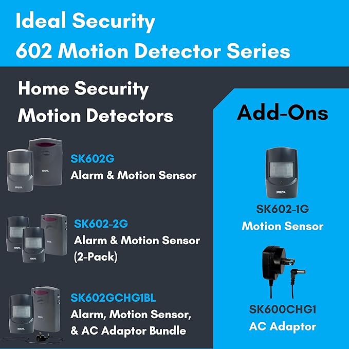 Ideal Security AC Adapter for SK6 and QH Series Alerts, Black