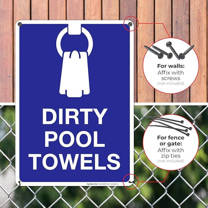 Dirty Pool Towels Pool Sign, 10x14 Inches, Rust Free .040 Aluminum, Fade Resistant, Made in USA