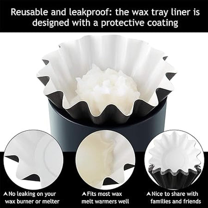 Boao Wax Melt Liners Reusable Wax Warmer Containers Leakproof Cups for Scented Candle, Paper Holders for Electric Pluggable Melter and Burner(Black,25 Pieces)