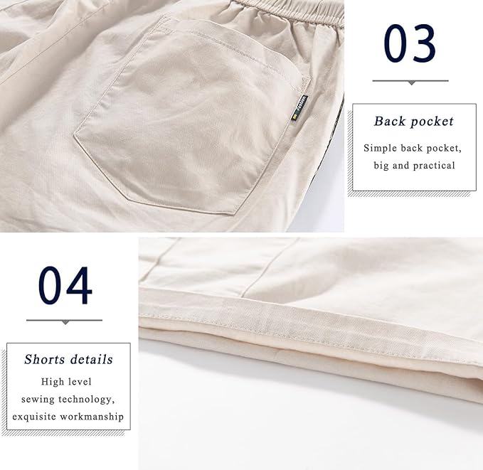 APTRO Men's Cargo Shorts Elastic Waistband Drawstring Summer Casual Cotton Big & Tall Relaxed Fit Work Shorts