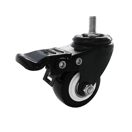 VWINDESK 2 inch M8(0.315'' ?) 15mm Threaded Locking Caster Wheels, Set of 4, Swivel, Polyurethane PU Swivel Ball Casters with 360 Degree Top Plate 220lb Total Capacity, Brake, Used for Standing Desk