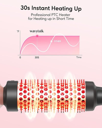 Wavytalk Thermal Brush, Heated Round Brush, 1 1/2 inch Thermal Brush Blowout Look with Detachable Brush Head, Thermal Round Brush Dual Voltage for Travel, Rose Gold