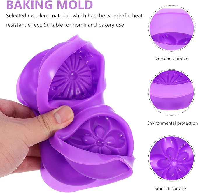 EXCEART 1pc Handmade soap Mold Silicone Candle Candy Making Form Resin DIY Tools Cupcake Casting molds Flower Shape Cake Rose Candle Flower Mold Paper Cup Non Stick Purple