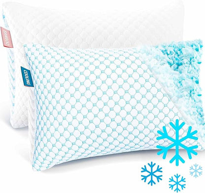 Nestl - Most refreshing pillow, memory foam pillow with silk and gel that reduces heat and humidity, adjustable, washable, Queen, 18 x 26 inches, 2 units