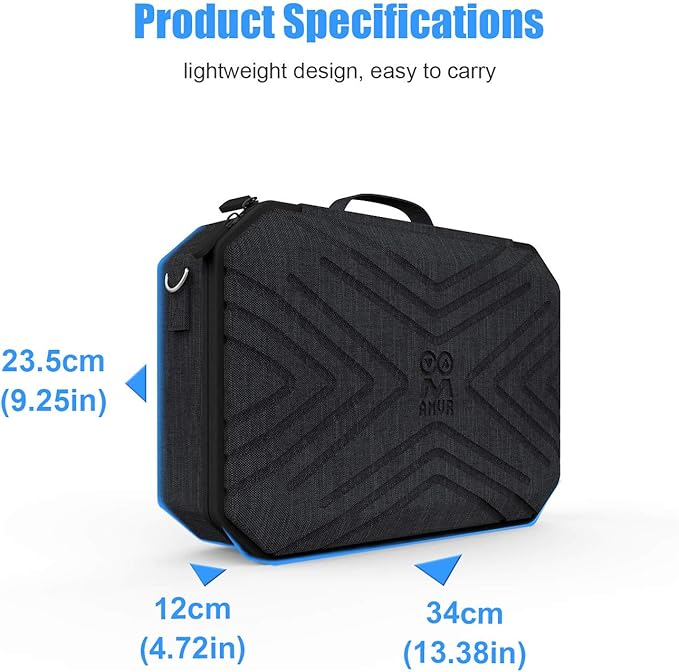 AMVR Carrying Case for Oculus Quest 2 - Protective Box Fit Meta Quest2 Headset With Head Strap, Pair Controllers, Charger Accessories Storing Travel Case, Adjustable Shoulder Strap (Large)
