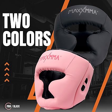 MaxxMMA Boxing Headgear, Adjustable Full Coverage Protection Headguard with Headband